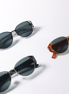 拼接元素椭圆形UV400近视墨镜