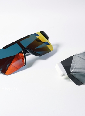 赛博朋克炫彩一片式UV400潮墨镜