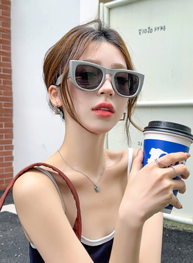 北欧灰色猫眼大框UV400太阳眼镜
