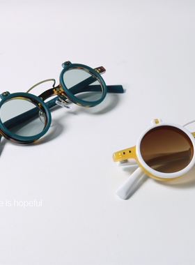 国风翻盖小圆框小众近视太阳眼镜