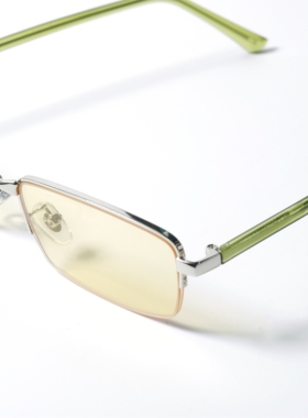 小清新黄绿半框UV400近视墨镜