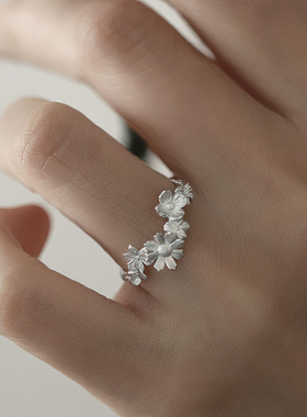 DifferentYoung原创设计繁花开口新中式戒指女通体s925纯银可调节