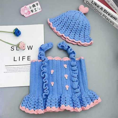 孕期解闷手工diy编织郁金香宝宝上衣马甲女童帽子马甲鞋子毛线团 - 图0