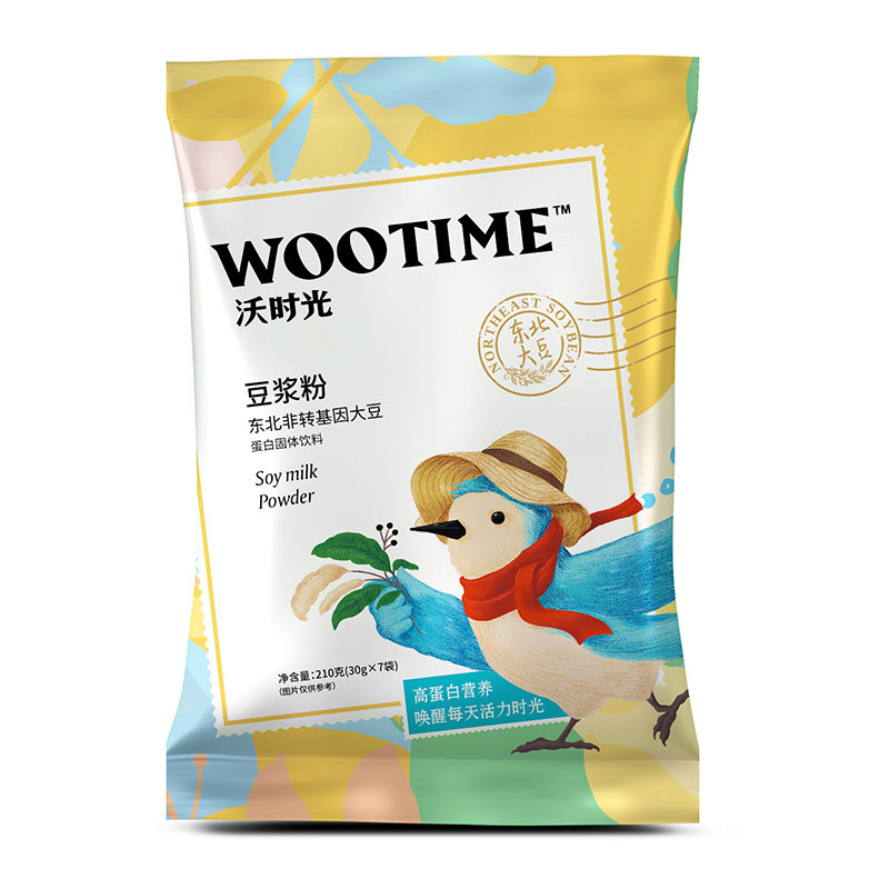 沃时光 豆浆粉7袋豆浆粉东北非转基因大豆蛋白固体饮料无添加蔗糖,淘宝优惠券,粉丝福利购,淘宝优惠卷