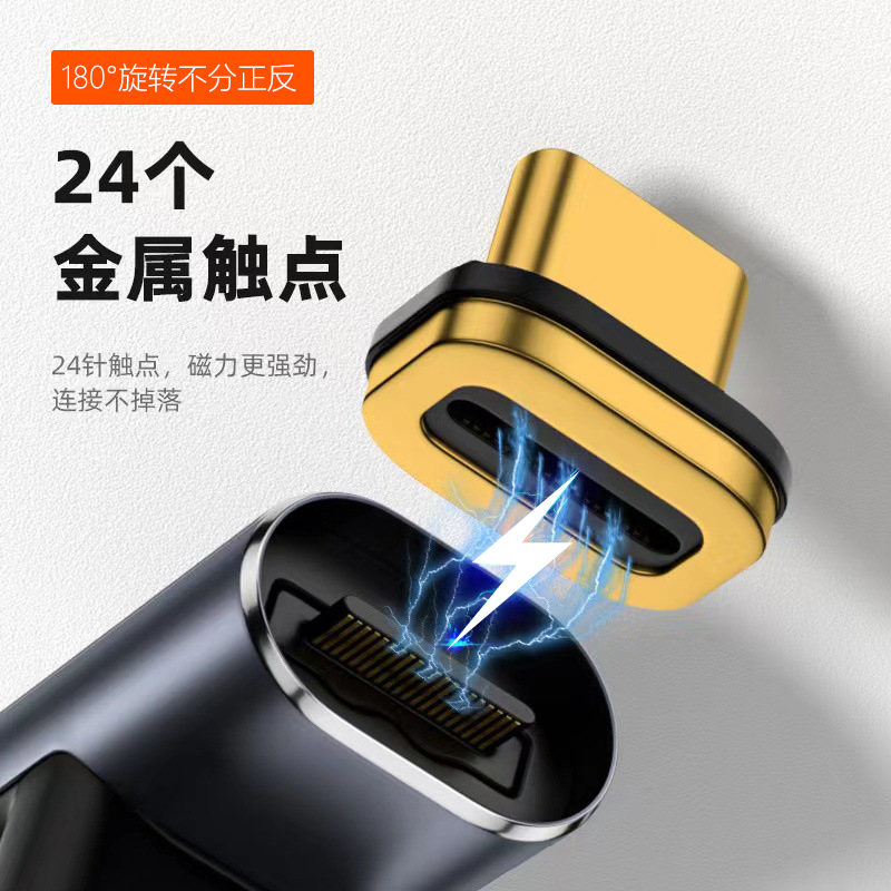 type-c磁吸USB4转接头24PIN支持PD140W快充转换器全功能适用笔记本电脑Macbook支持40GB高速传输8K高清视频 - 图1