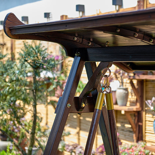 秋千户外庭院实木摇椅别墅露台吊椅防腐木荡秋千双人成人吊椅吊床 - 图1