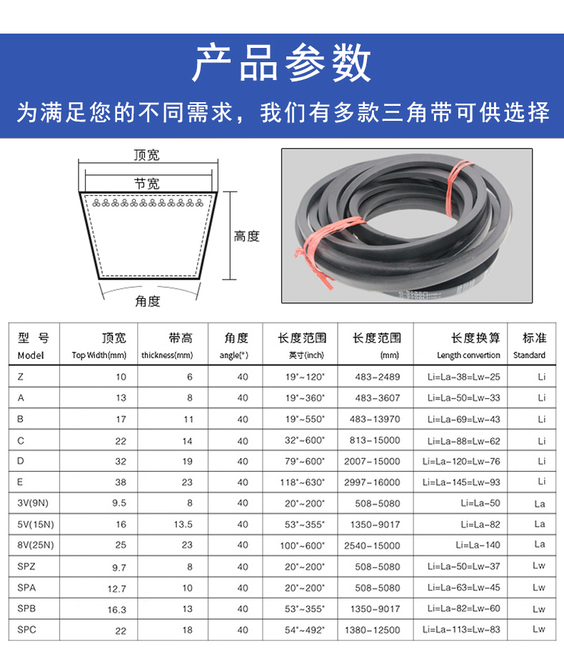 三力士三角带C型c2750/2616/2642/2650/2667/2692/2700/2718/2743 - 图2