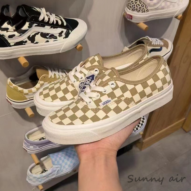 Sunny现货 VANS Authentic元气橙棋盘格安纳海姆板鞋VN0A5KX4BTO - 图2