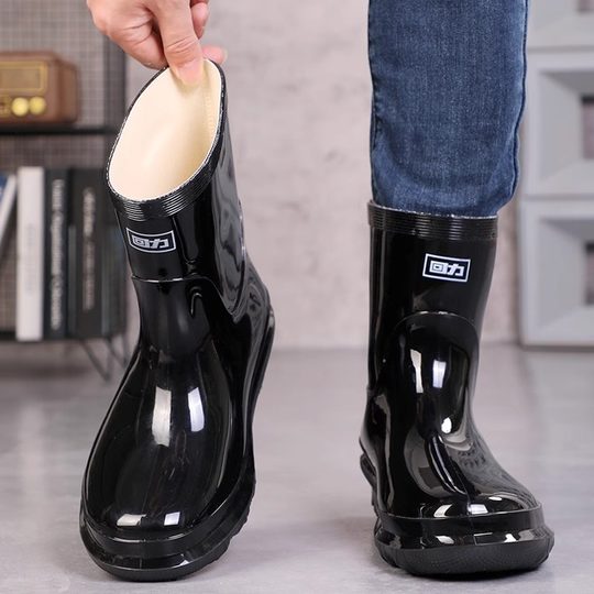 回力雨鞋加厚男士冬季保暖水靴工地厨房防水胶鞋中高筒加绒雨靴女