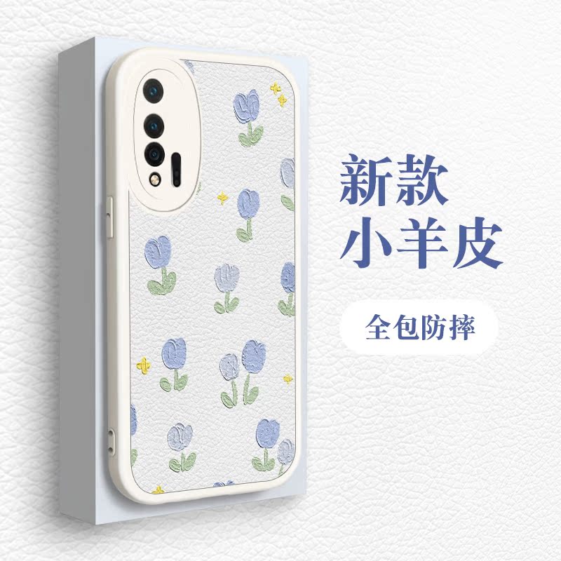 适用华为nova8手机壳新款女高档小羊皮nova7pro镜头全包防摔5g硅胶nova6se可爱创意冷淡风花朵油画少女生网红 - 图2