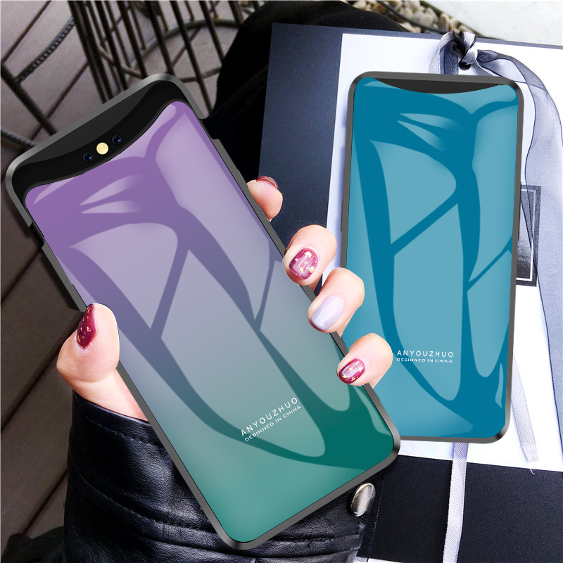 OPPO Find X手机壳oppofindx2pro玻璃升降全包防摔findx保护套个性创意Find X2渐变简约时尚oppo网红男女潮款 - 图3