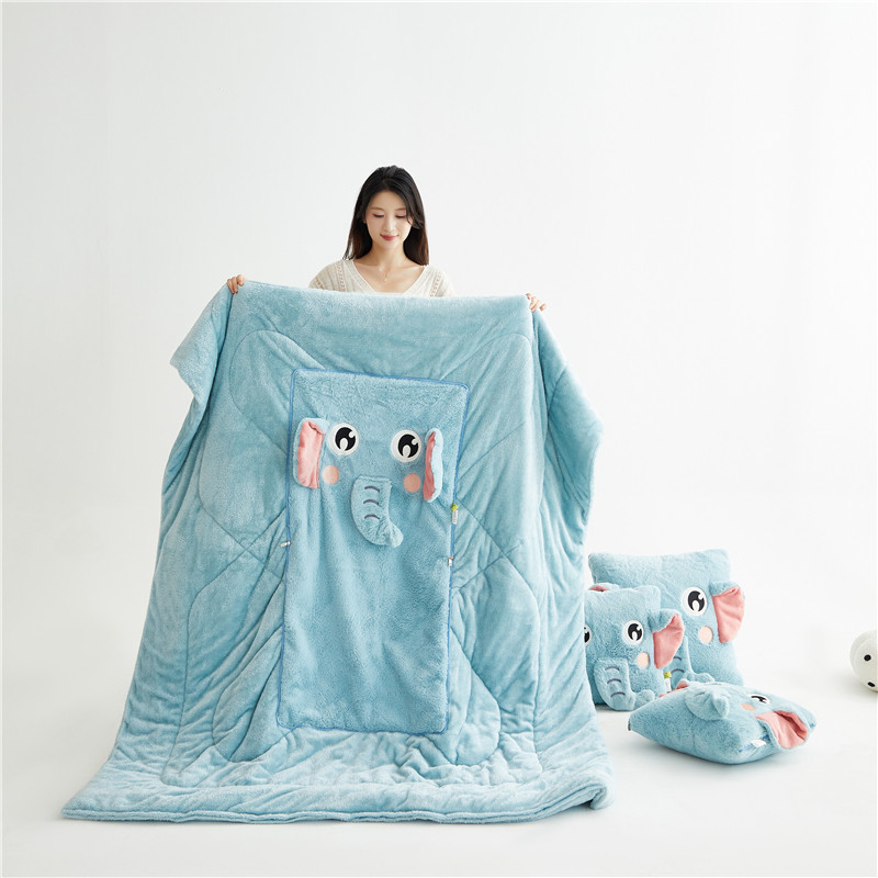 【咚咚象兔毛绒】卡通立体加绒加厚多功能抱枕被子二合一双面两用,淘宝优惠券,粉丝福利购,淘宝优惠卷