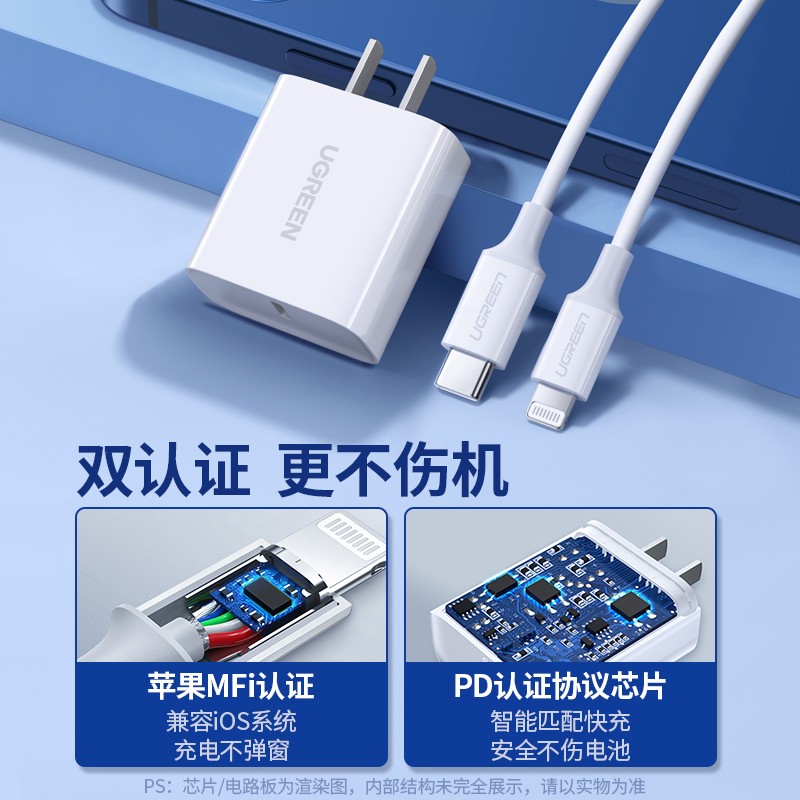 绿联适用苹果充电器iPhone14Pro13plus12max11x充电头ipad平板pd30w数据线闪充typec通用20w 店长*直充白【PD - 图1