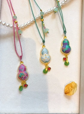 【成品】纯手工珍珠葫芦挂件古风礼品挂饰平安符宋锦项链吊坠款