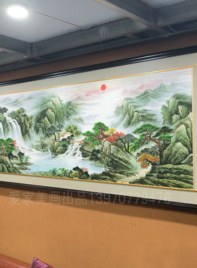 客厅山水画浮雕画实木鸿运当头