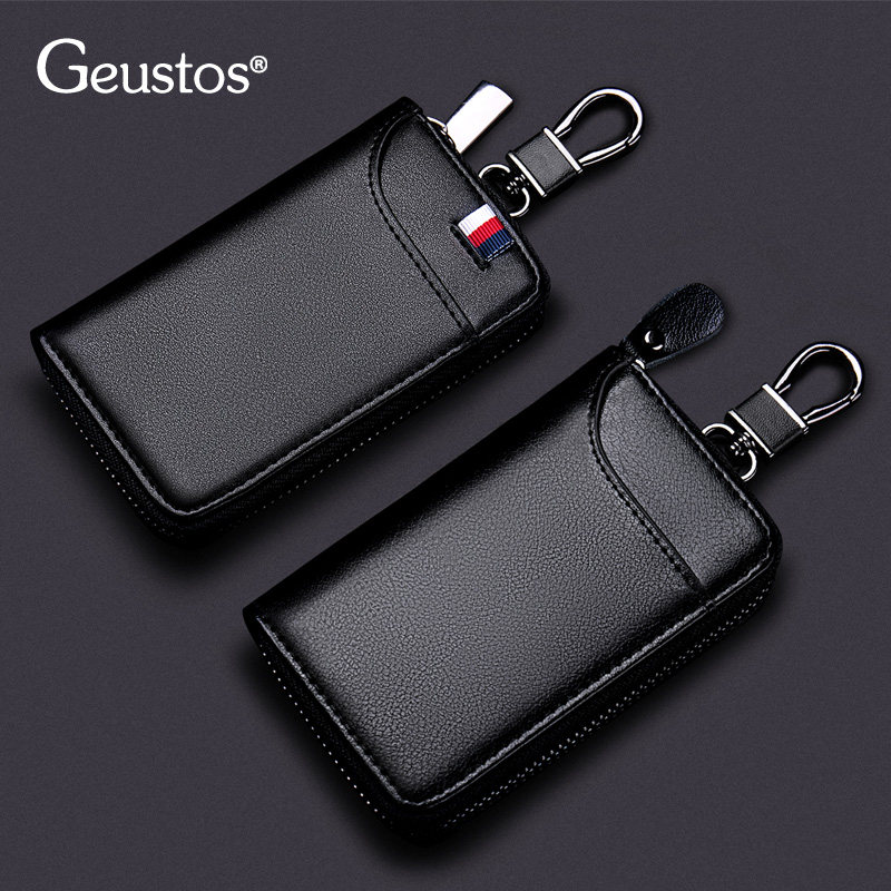 真牛皮大容量拉链男女腰挂钥匙包 geustos钥匙包
