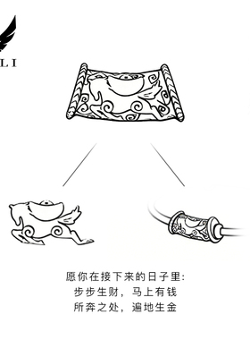 纯银马上有钱转运珠马年手绳男足银本命年路路通桶珠手链手串腕饰