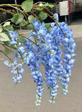 阿勃勒吊顶花 6叉豆花藤婚庆礼堂仿真花装饰豆瓣花紫藤花绿植壁挂