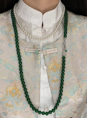 绿玉髓国风长款玛瑙项链女