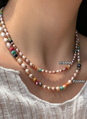 紫色巴洛克珍珠项链女