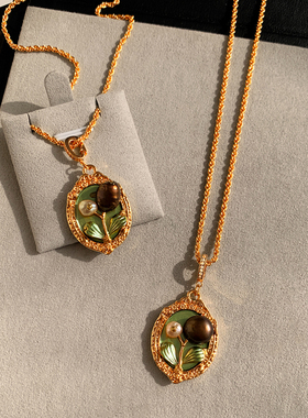 金色巴洛克珍珠项链女