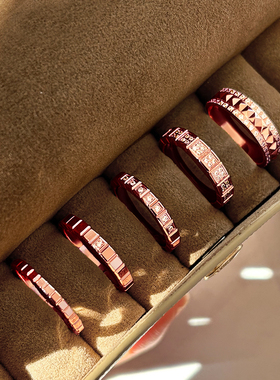 小冰块玫瑰金色戒指女