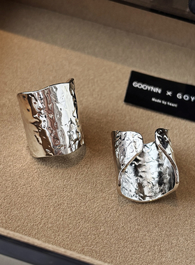 夸张冷淡风宽面开口戒指