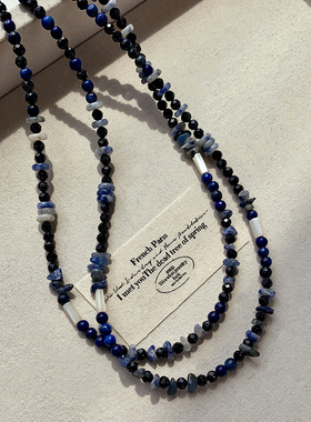天然青金石串珠项链女