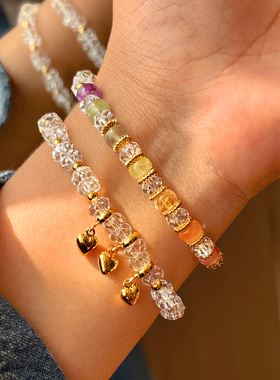 切面天然白水晶手串女