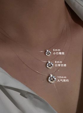 隐形鱼线人鱼之泪莫桑钻石项链女