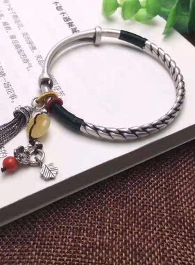 韩版百搭风开口生日礼物足银手镯