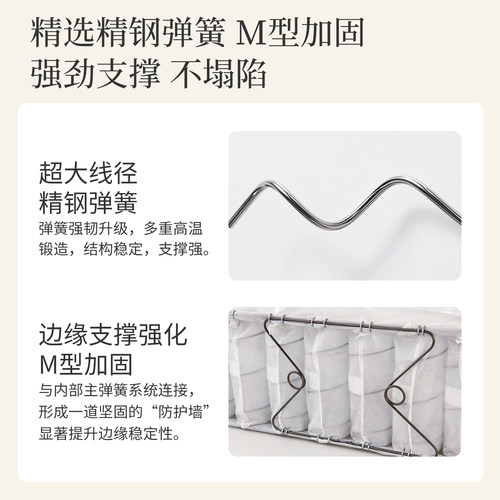 麒麟床垫弹簧官方旗舰店独立弹簧家用卧室硬垫静音防螨席梦思护脊 - 图1