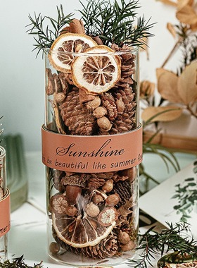 diy香薰精油松果花瓶材料招财