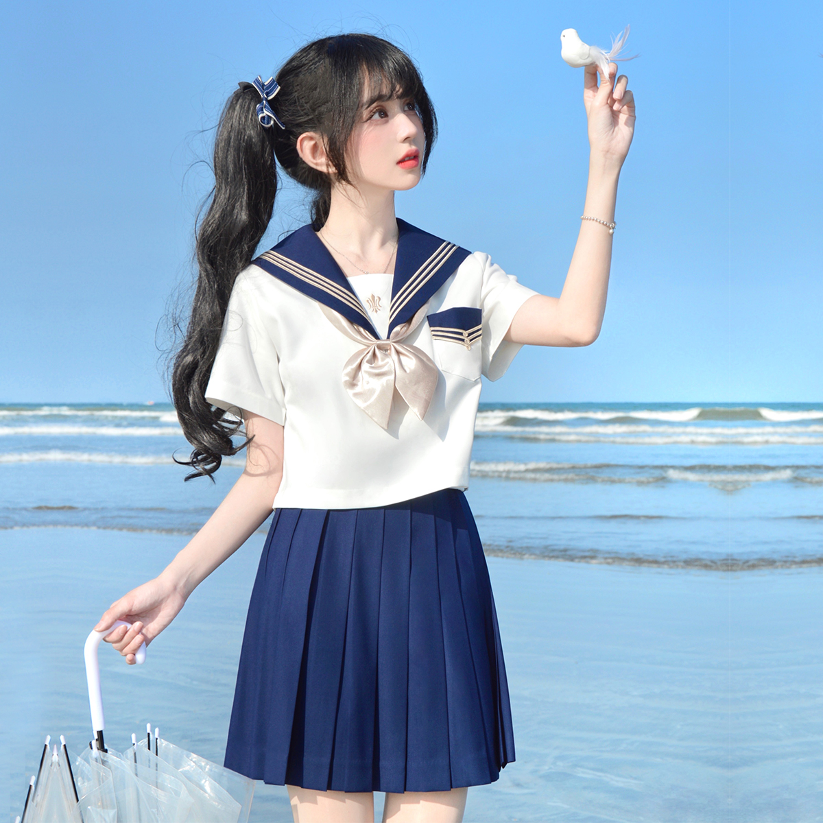 放学后的制服馆/早乙女高校/基础款jk校供水手中间夏服长短袖套装-图3