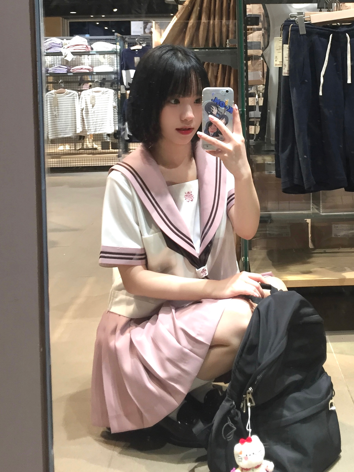 放学后的制服馆/樱岛女子/jk黑白双色校供水手服套装短袖上衣夏服-图3