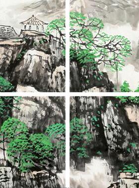 青绿山水画 王万泉原创手绘国画 办公室装饰字画书房字画画芯包邮