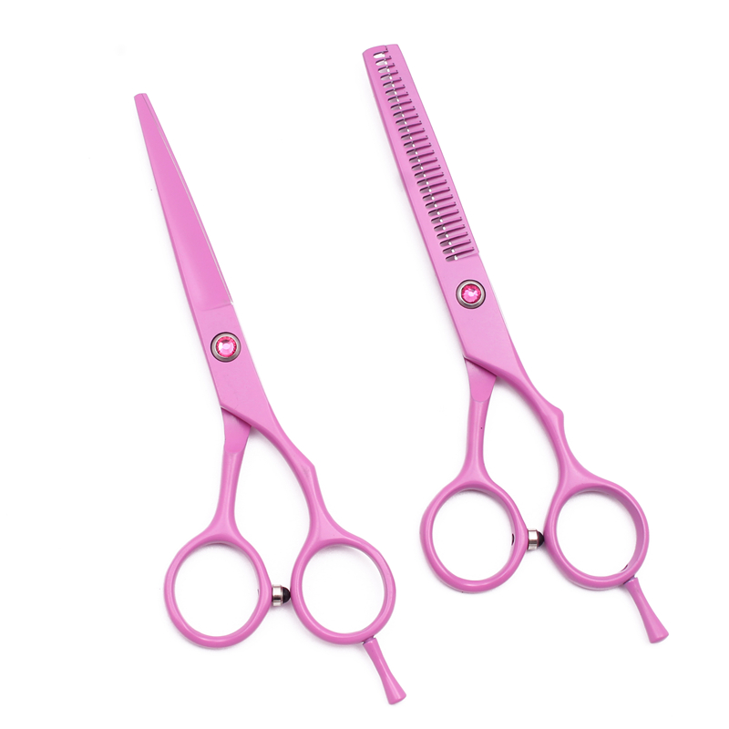 5.5寸紫龙粉色烤漆美发剪刀单尾平牙理发剪儿童成人发廊修发打薄 - 图3