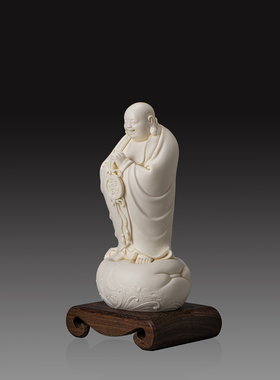 林建胜大师德化玉黄白瓷弥勒佛摆件纯手工制作商务送礼收藏工艺品