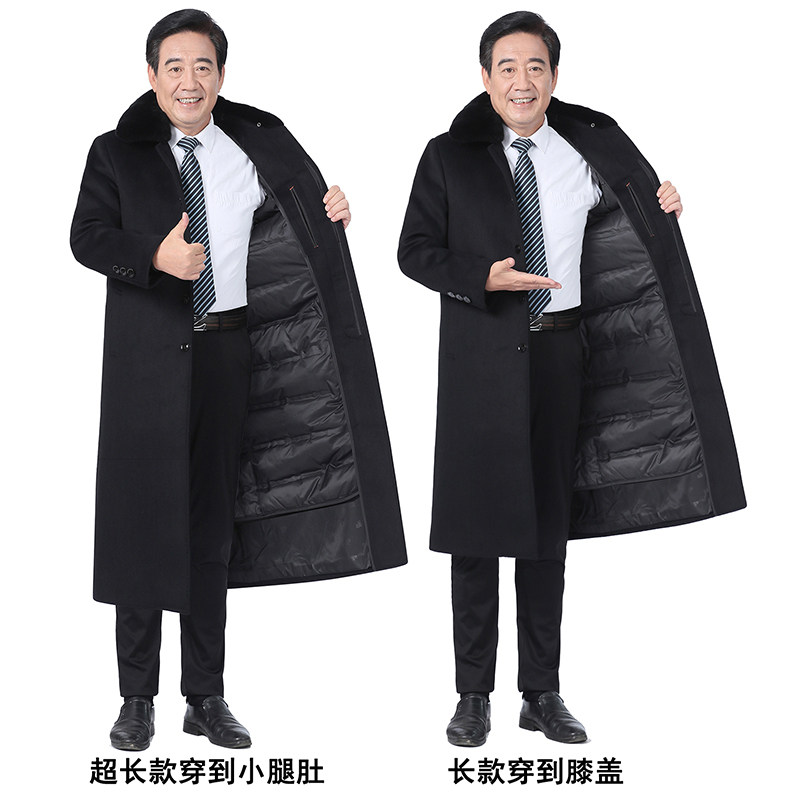 老爷车中老年人男羊绒大衣男长款过膝羽绒内胆冬季毛呢风衣外套厚,淘宝优惠券,粉丝福利购,淘宝优惠卷