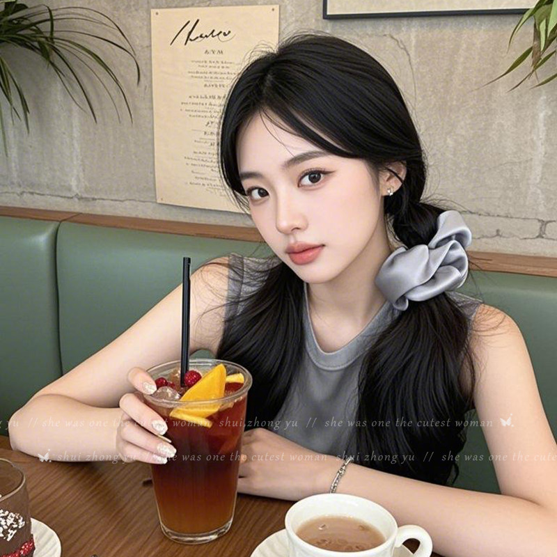 法式缎面大肠发圈女2025新款高级感扎头马尾皮筋发绳头花头绳发饰,淘宝优惠券,粉丝福利购,淘宝优惠卷