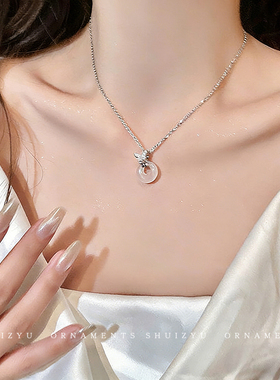 水滴蝴蝶结锁骨链女款轻奢项链