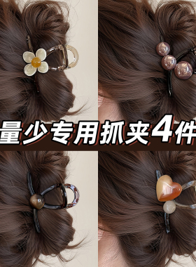 高级感发量少的盘发发夹女