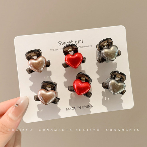 亚克力小爱心AB面抓夹女高级感公主头发夹前额刘海夹碎发夹子发饰 - 图0