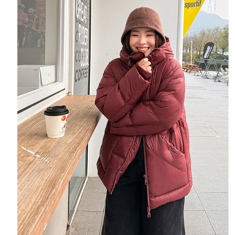 胖mm冬季加厚防寒保暖羽绒服木子理想大码女装90白鸭绒休闲羽绒服