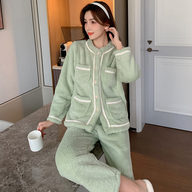 清新学生秋冬季北极绒法兰绒睡衣 沃莱卡睡衣/家居服套装