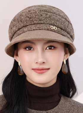 秋冬中老年女毛呢保暖南瓜渔夫帽