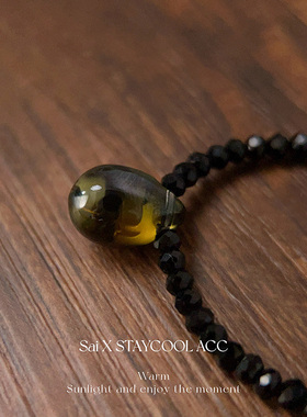 欧美复古风ins人工水晶3mm黑色琉璃长款女士项链多项圈叠戴134cm