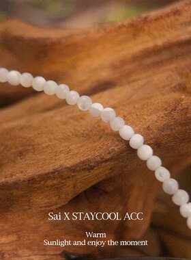 小米珠白色白贝母贝壳蝴蝶结项链女士锁骨链baby珠法式复古