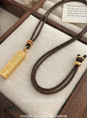 新中式国风碎碎冰方柱方条项链女士锁骨链毛衣链时尚精致复古