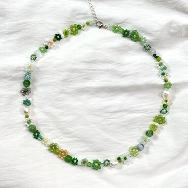 疾走织织 | 名画繁花·花朵项链 米珠编织项链 串珠项链 手作项链